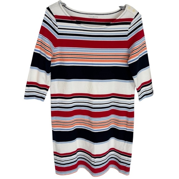 Talbots Dresses & Skirts - Talbots Petites Multicolor Horizontal Striped Long Sleeve Dress Size Medium